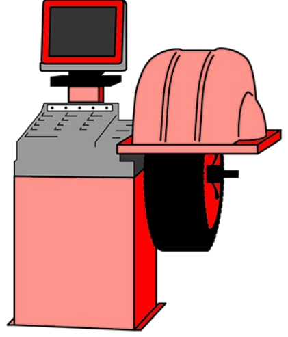 Wheel balancer with a tire mounted