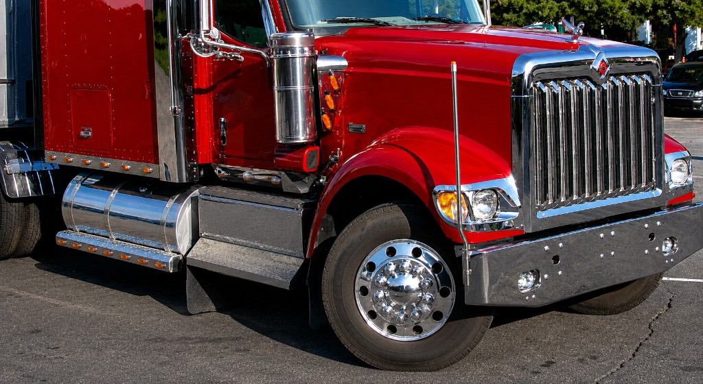 Red commercial semi truck