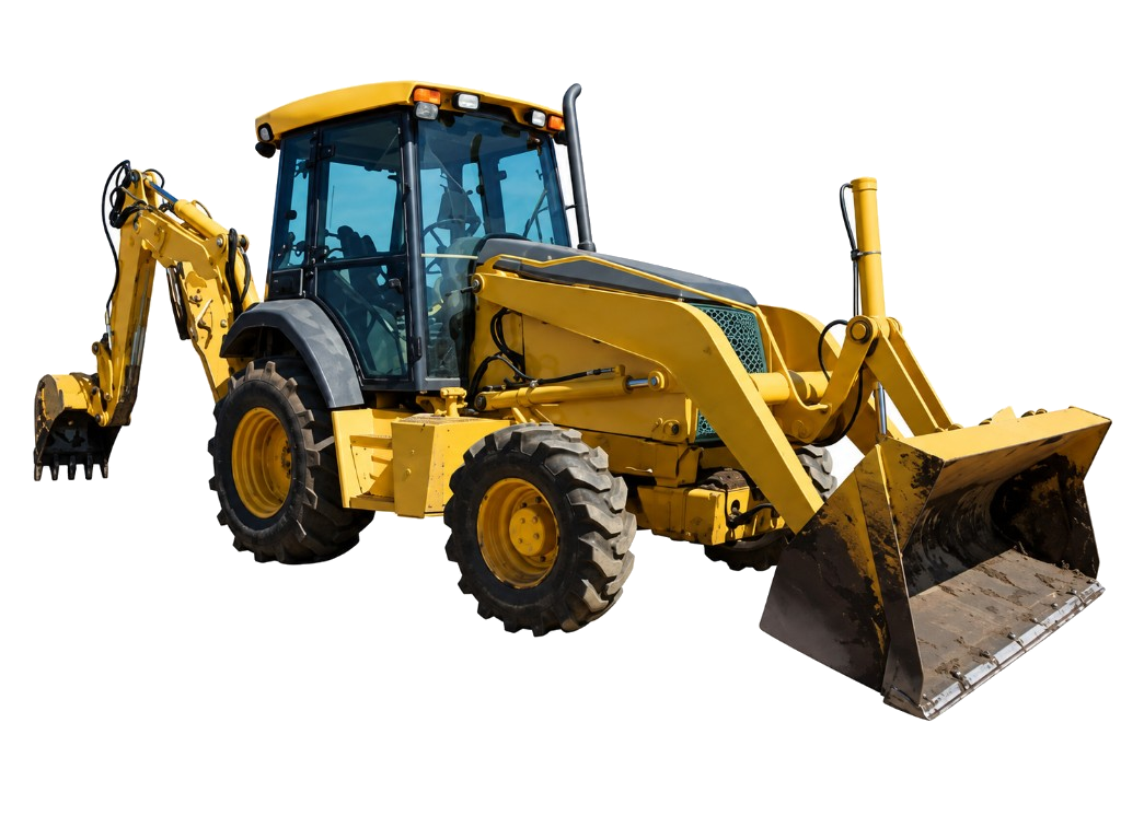 Yellow backhoe loader